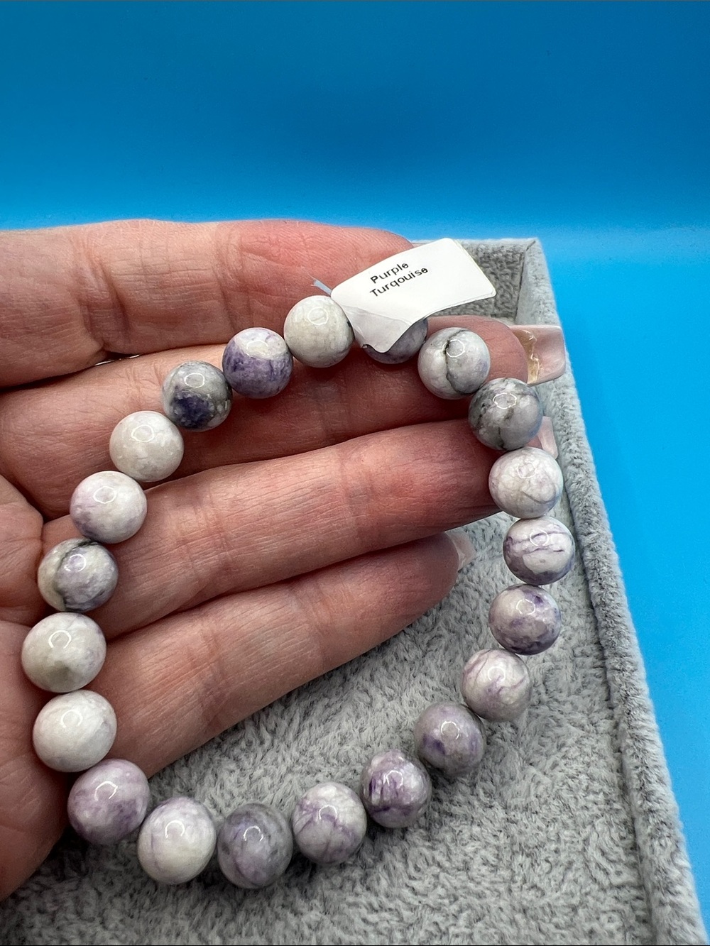 Purple Turquoise Beaded Stretch Bracelet - Unbranded